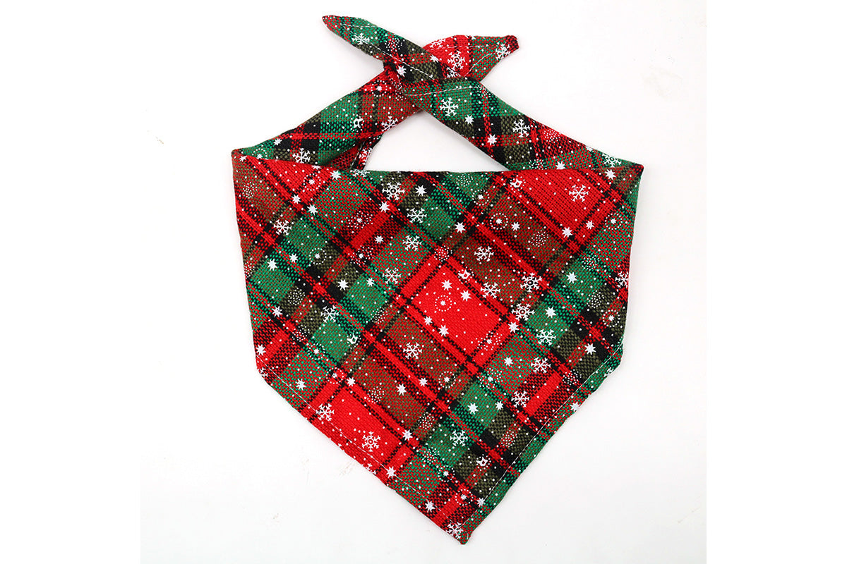 4Pcs Snowflakes Christmas Dog Bandana Buffalo Plaid Pet Scarf Dog Triangle Bandana-Each of Style
