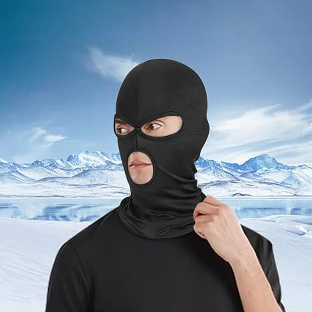 3 Piece 3 Hole Quick Dry Cycling Face Covers - Black