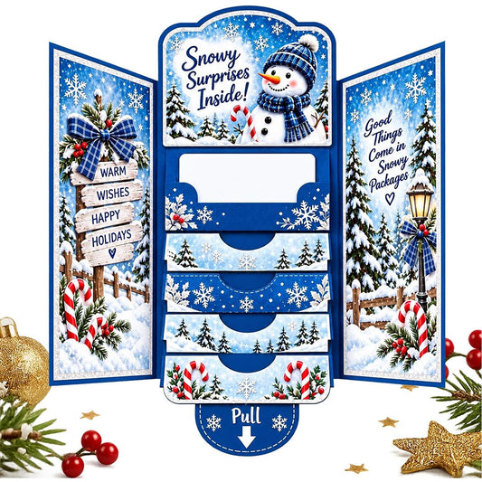 Waterfall Christmas Gift Card Booklet Christmas Gift Card Book for Adults - Snowman
