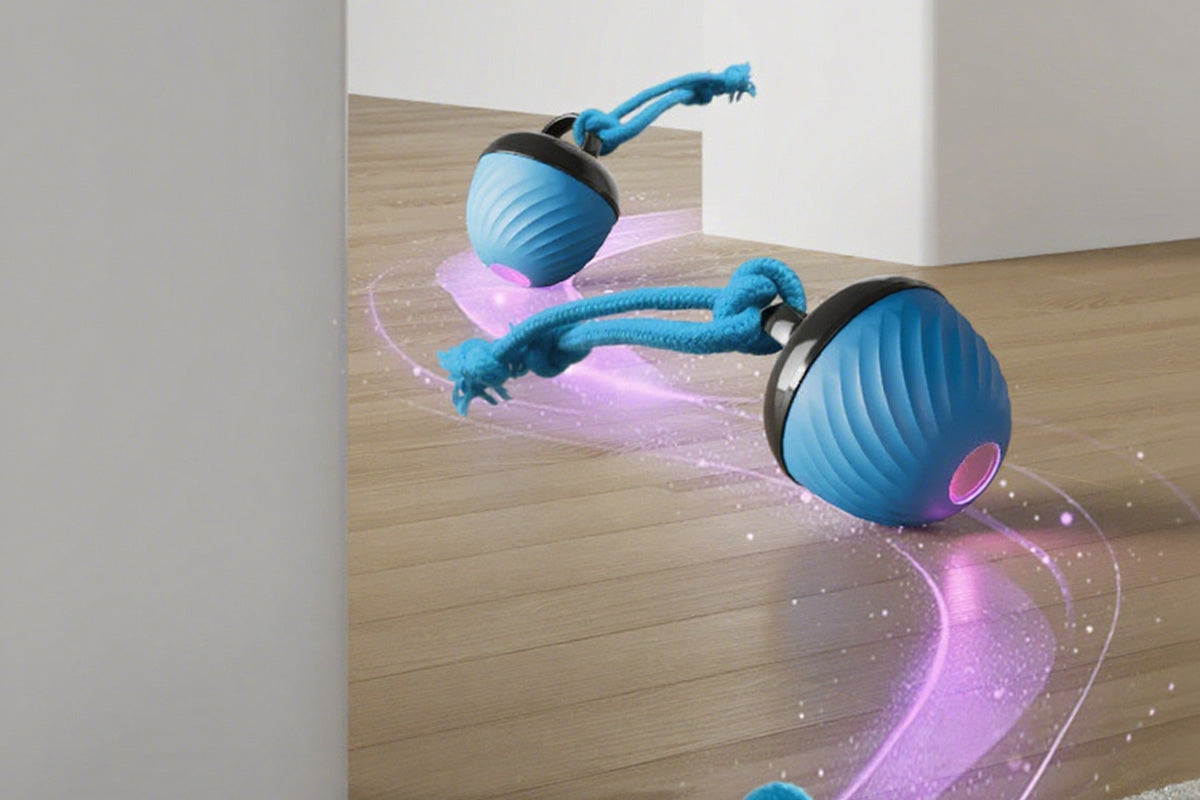 Squeaky Dog Toy Active Rolling Ball Interactive Dog Toys Motion Activated-Blue