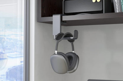 Headset Holder Headphone Hook Rotating Arm Under Desk Headphone Hanger -Black
