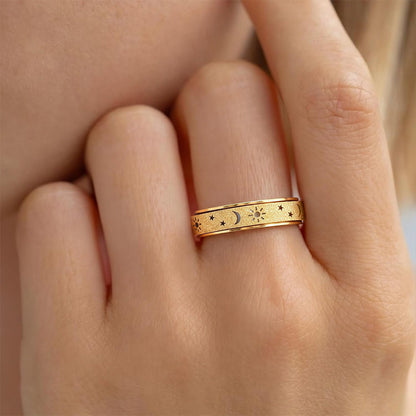 3 Piece Stainless Steel 360 Degree Spinner Ring Set Gold Silver Rainbow