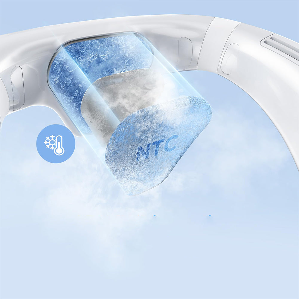 Wearable Neck Fan with Semiconductor Cooling - White