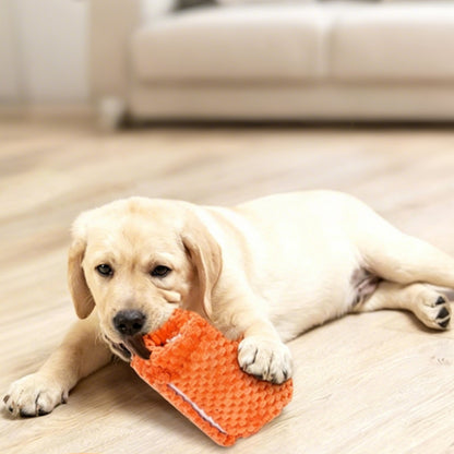 Roll Up Treat Dispensing Dog Toy with Squeaker for Small Medium Dogs-Orange