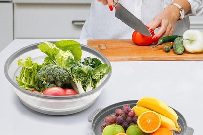 Microwave Food Splatter Cover with Drip Tray and Handles-Grey