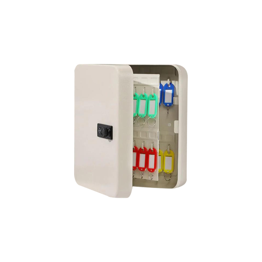 For 20 Keys Key Safe Lock Cabinet Storage Box Security Combination Code Key Lock Box for Home Office Property White