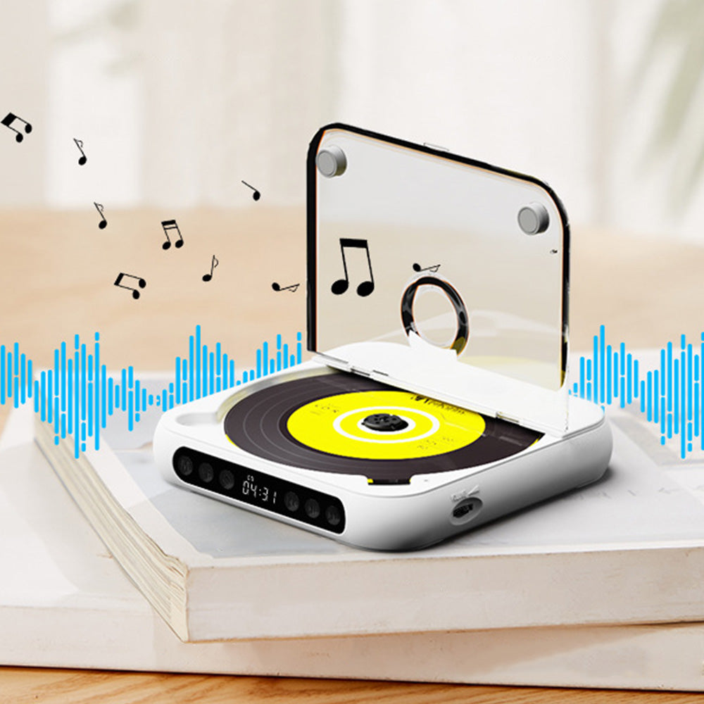 Portable Bluetooth CD Player Supports USB /Wired Playback Rechargeable Walkman White