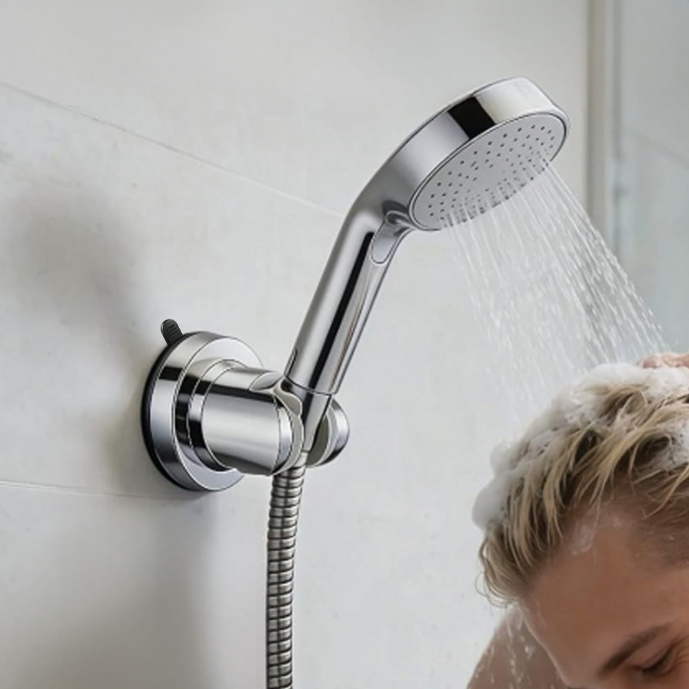 Adjustable Vacuum Suction Shower Head Holder with No Drill Mount - Silver