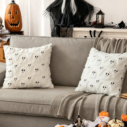 2 Pack Halloween Ghost Pillow Covers Plush Cushion Covers