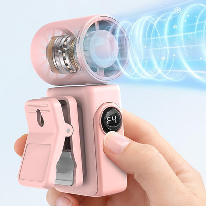 Clip On Handheld Turbo Fan with LED Display 4 Speeds and 180 Degree Tilt - Pink
