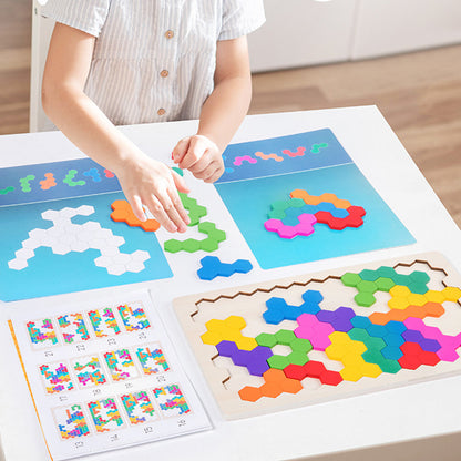 Wooden Tangram Puzzle Set STEM Educational Logic IQ Game Montessori Toy