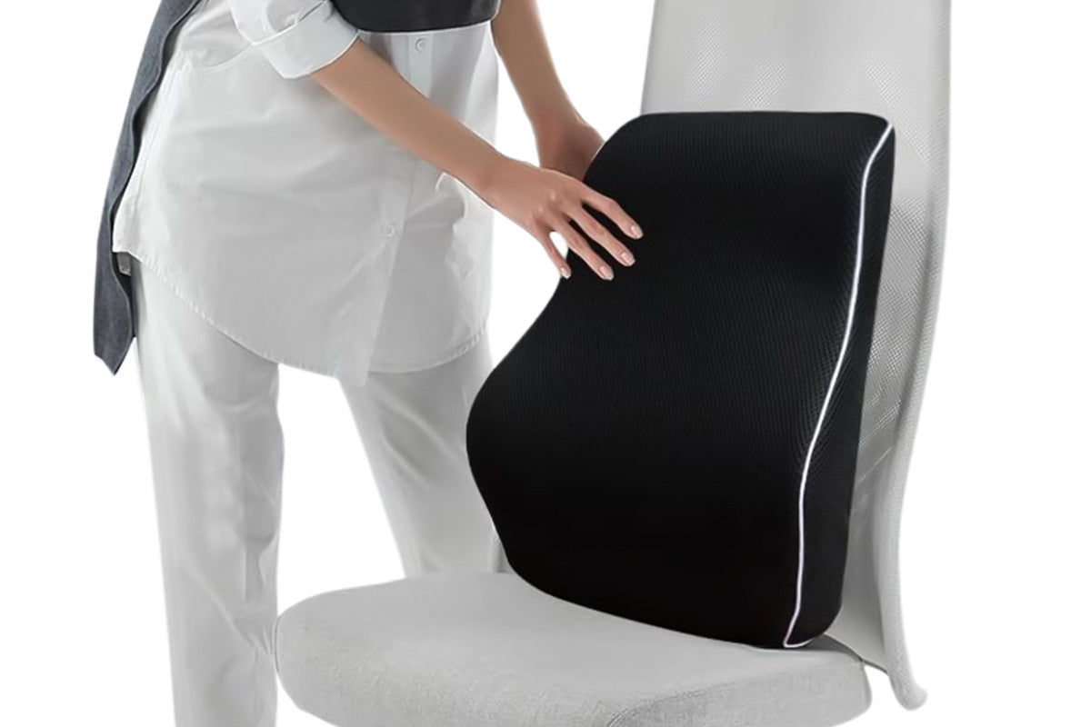 Ergonomic Lumbar Back Support Cushion Memory Foam Backrest with Adjustable Strap