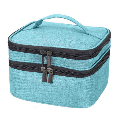 Nail Varnish Storage Bag Double-layer Nail Polish Carrying Bag Portable Organizer Bag Travel Storage Bag for Essential Oil -Sky Blue