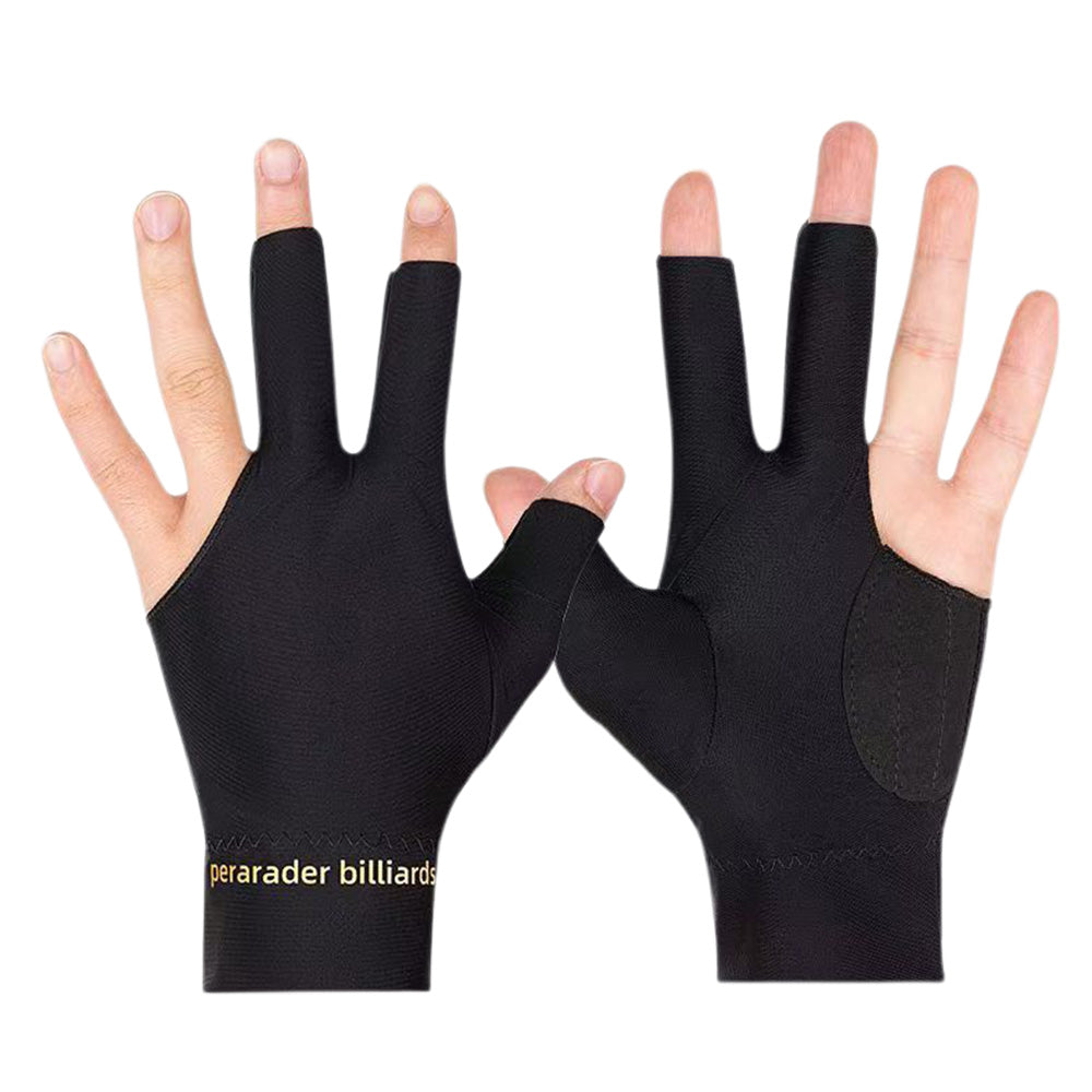 Three Finger Billiards Gloves For Left Hand Pool And Snooker-Black