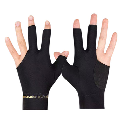 Three Finger Billiards Gloves For Left Hand Pool And Snooker-Black