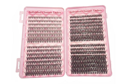 640Pcs Lash Clusters Kit Eyelashes Clusters Kit D Curl Fluffy Wispy False Eyelashes