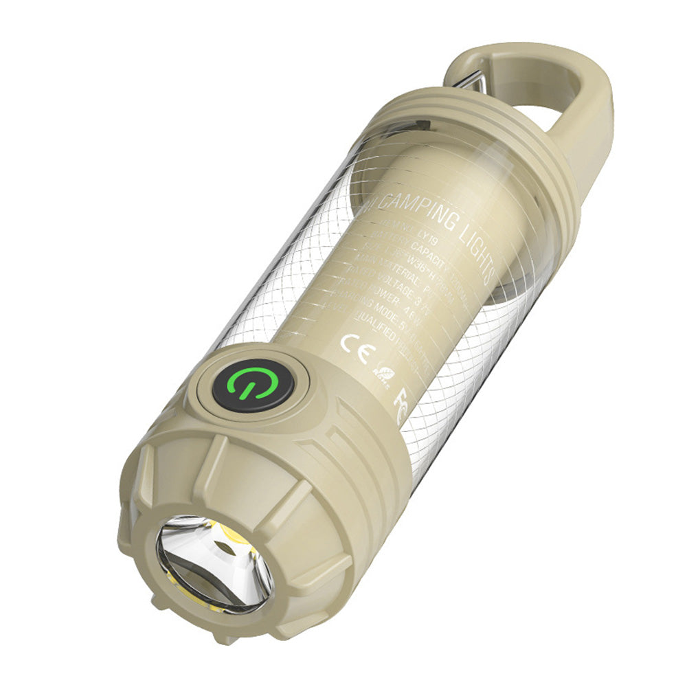 LED Camping Keychain Light ââ‚?Mini Lantern with Hook for Outdoor Use Khaki