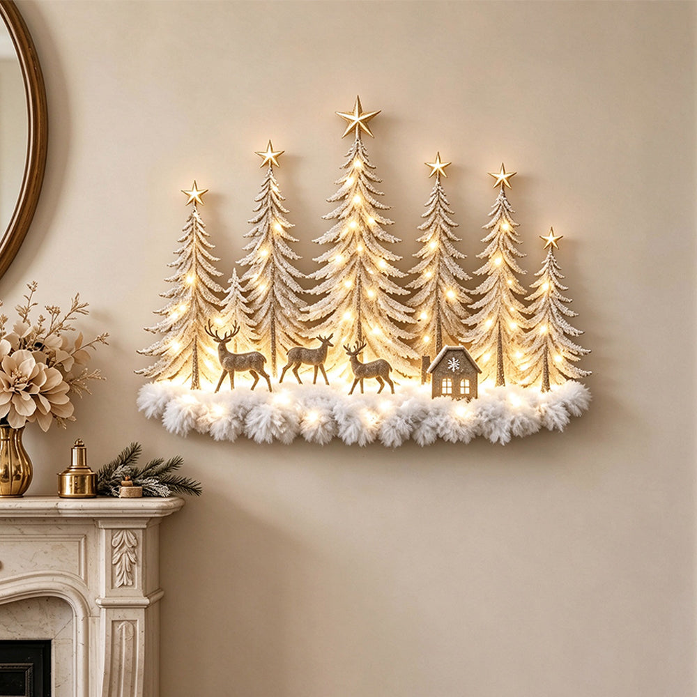 2D Acrylic Lighted Christmas Woodland Forest Wall Decor