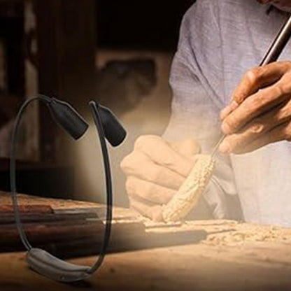 Dimmable LED Neck Reading Light Dual Head Flexible Book Light Black