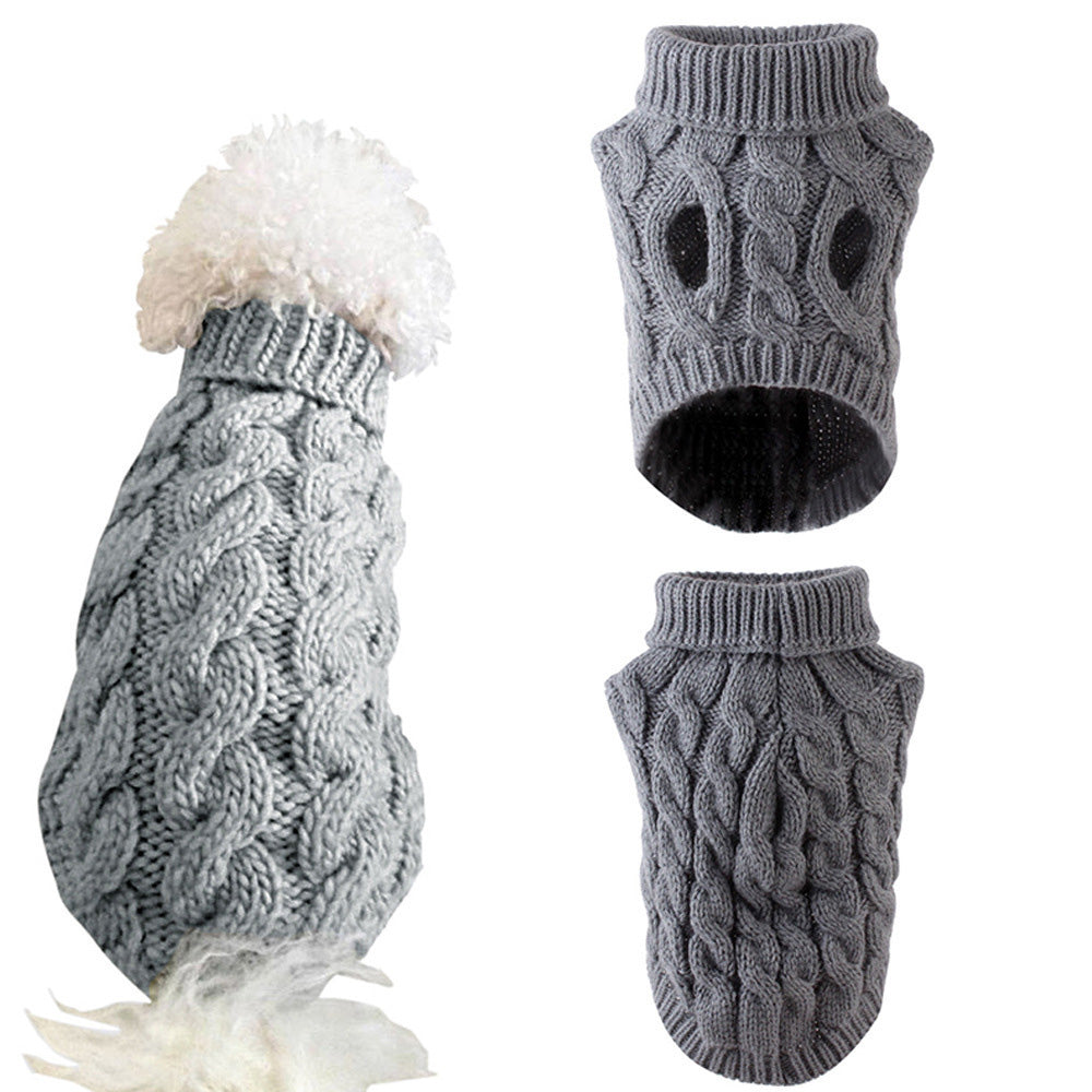 Puppy Dog Jumper Winter Warm Knitted Sweater Pet Clothes for Small Dogs Coat -Grey