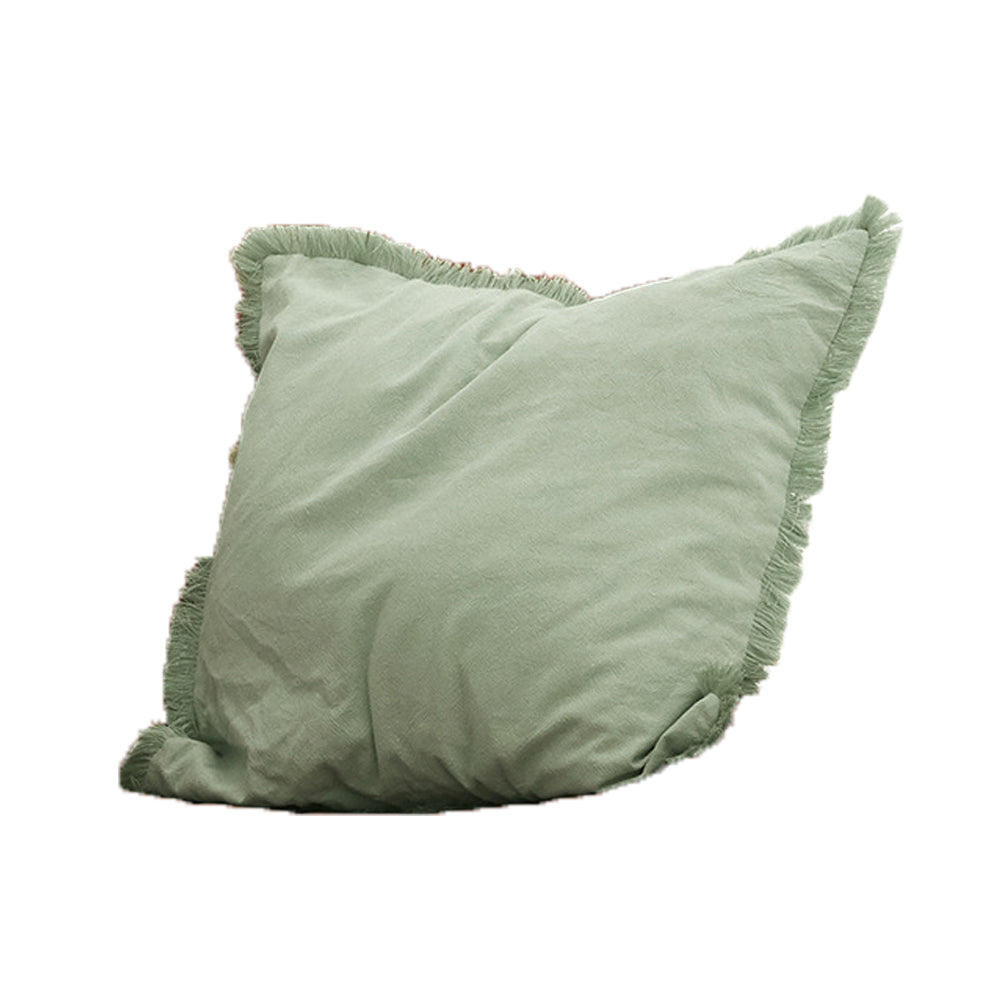 Boho Decorative Throw Pillow Cover with Tassel Trim Farmhouse Fringed Square Cushion Case for Sofa Couch Green