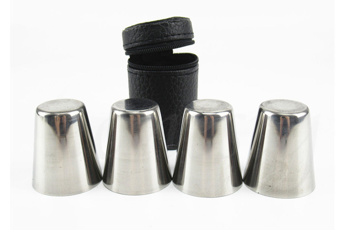 6 Pieces 30ml Stainless Steel Shot Cup Set with PU Carry Pouch