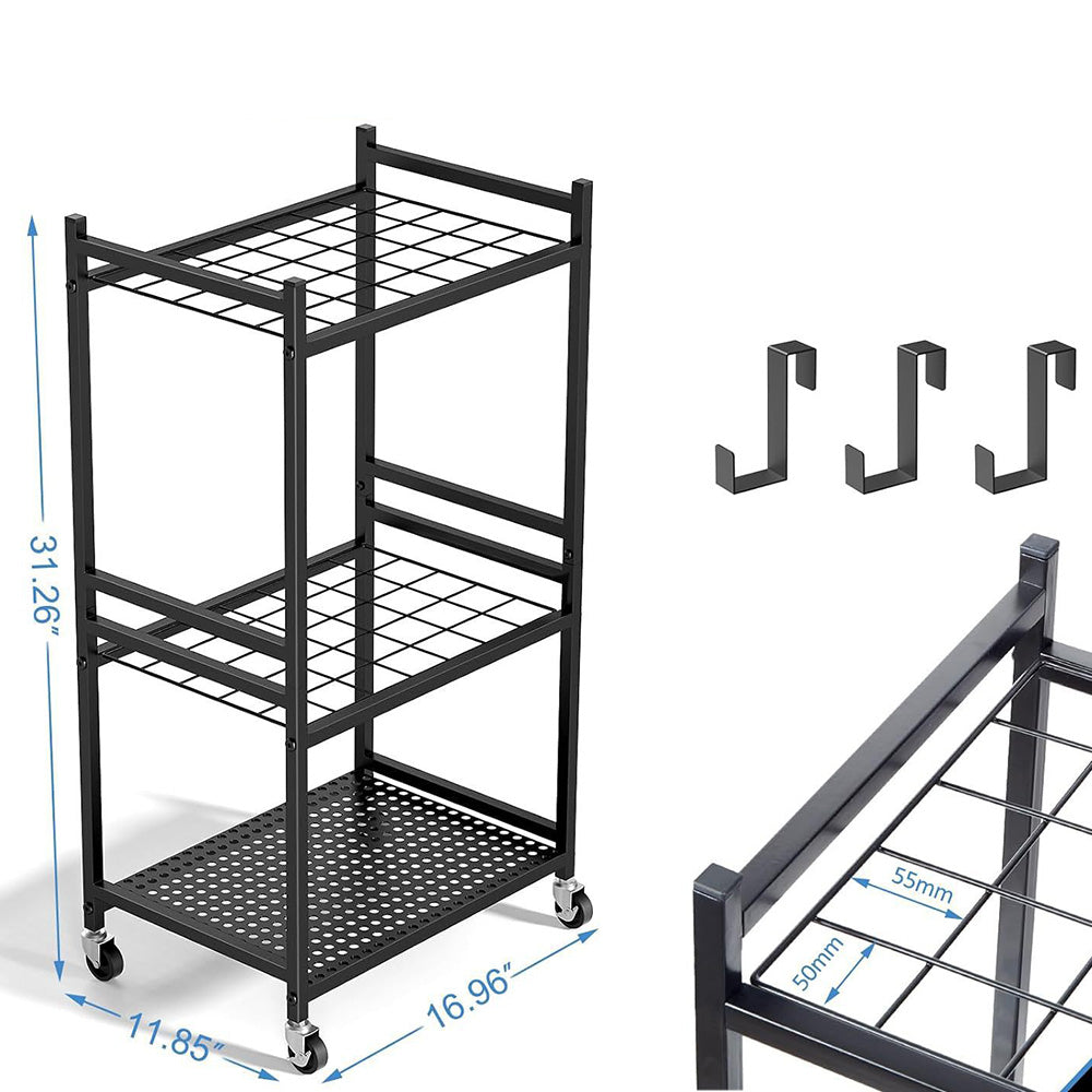 Garden Tool Organizer with Wheels Steel Rack Stand for Garage Storage Holds 35 Tools