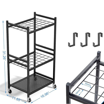 Garden Tool Organizer with Wheels Steel Rack Stand for Garage Storage Holds 35 Tools