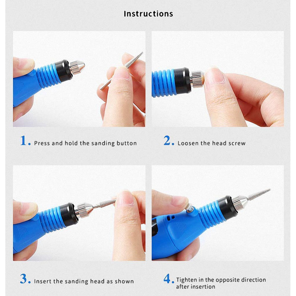 Electric Nail Drill Kit for Gel Nails Manicure Pedicure Polishing-Blue