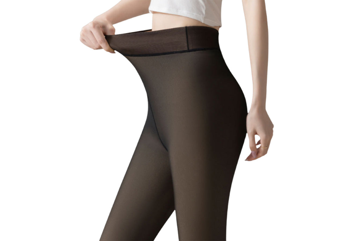 Plus Size Sheer Tights Thermal Pantyhose Bare Legs Illusion Warm - Black
