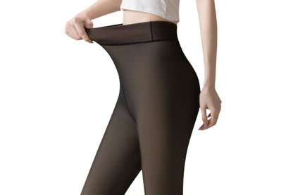 Plus Size Sheer Tights Thermal Pantyhose Bare Legs Illusion Warm - Black