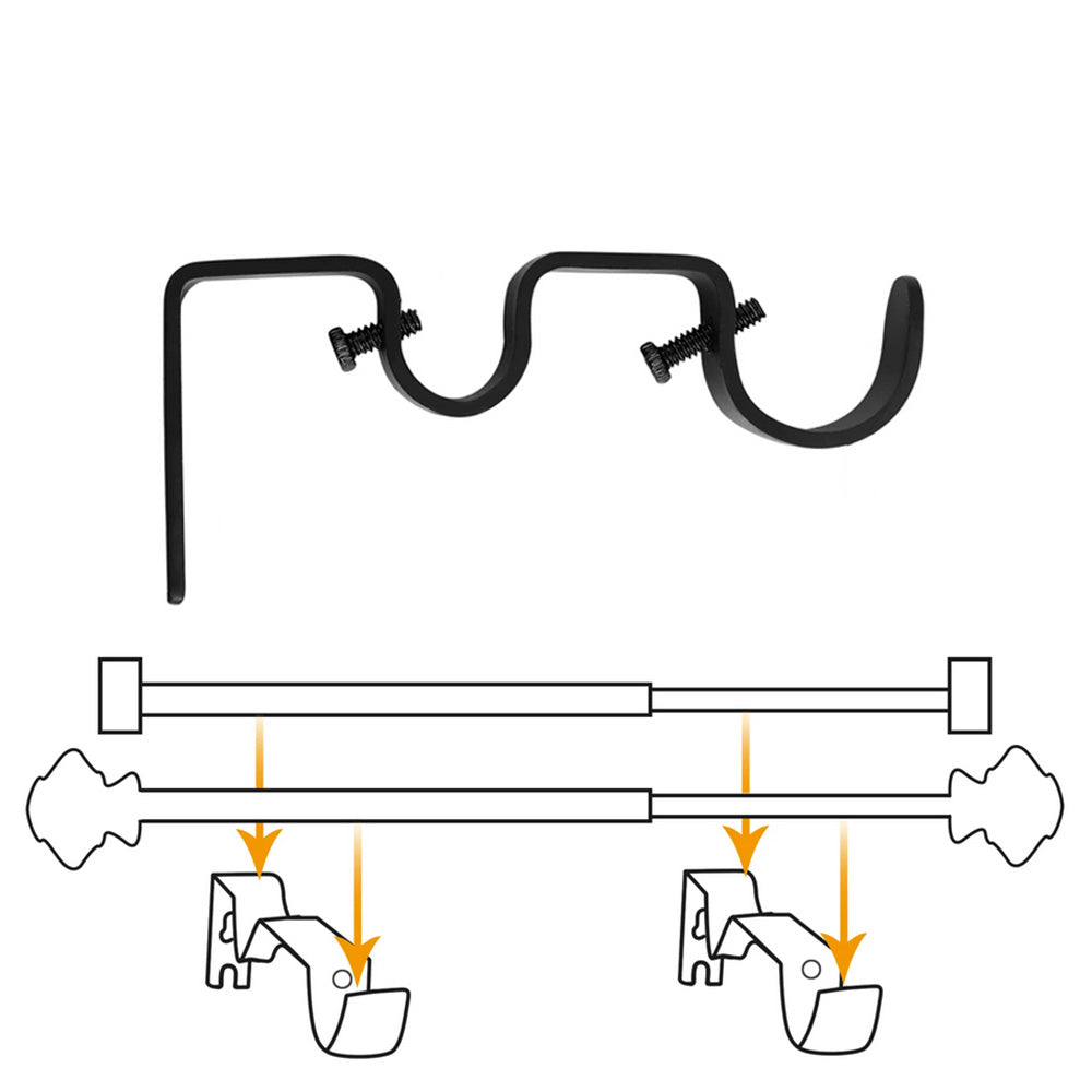 1 Pack Retro Double Curtain Rod Bracket Strong Wall Mount for 1.8cm 2.6cm Rods