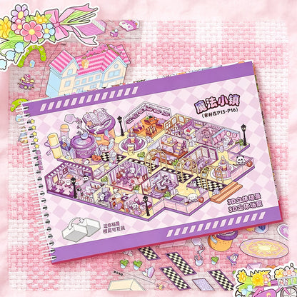 3D Reusable Sticker Scene Book with 10 Themes  - Pink