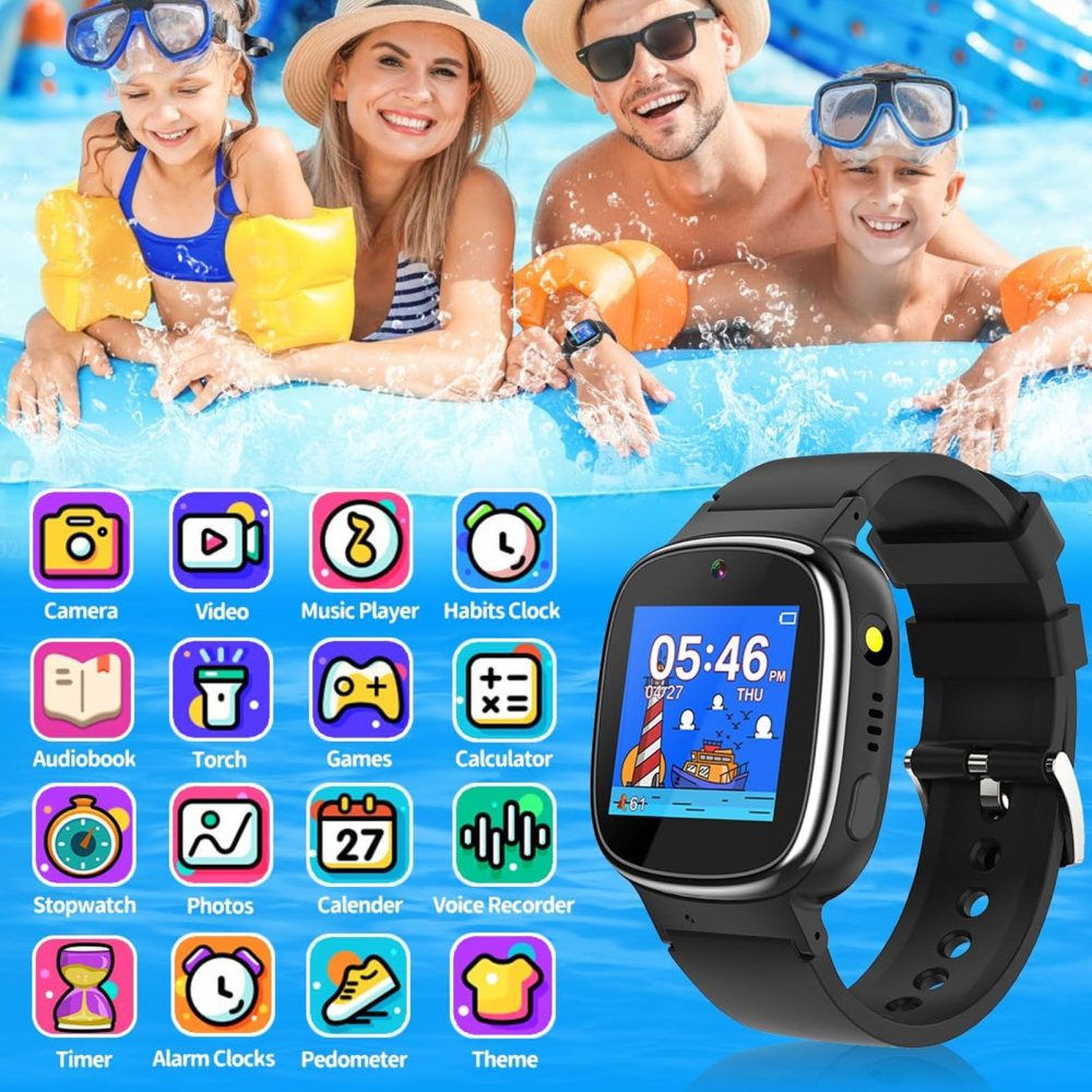 24 Games Smart Watch Camera Touch Screen Music Alarm Flashlight Video Fun Watch Black