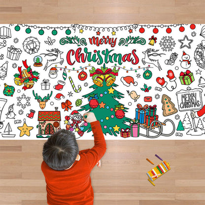Xmas Giant Coloring Paper Tablecloth Banner Christmas Poster Crafts for Kids