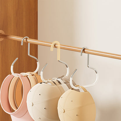 8 Piece Iron Ring Hat Storage Hooks for Closet Cap Scarf and Bag Hangers - White