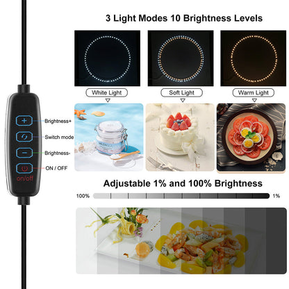 Foldable Photography LED Light Box with 6Pcs Background Cloths Portable Light Adjustable Photography Props