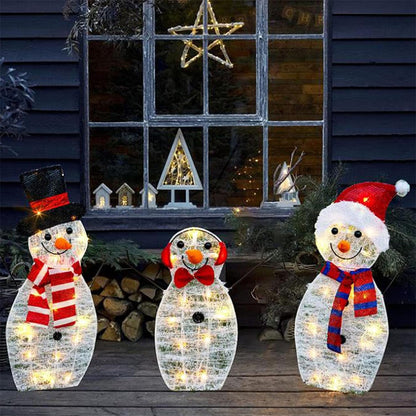 3-Piece Snowman Yard Stakes Acrylic Christmas Outdoor Decorations