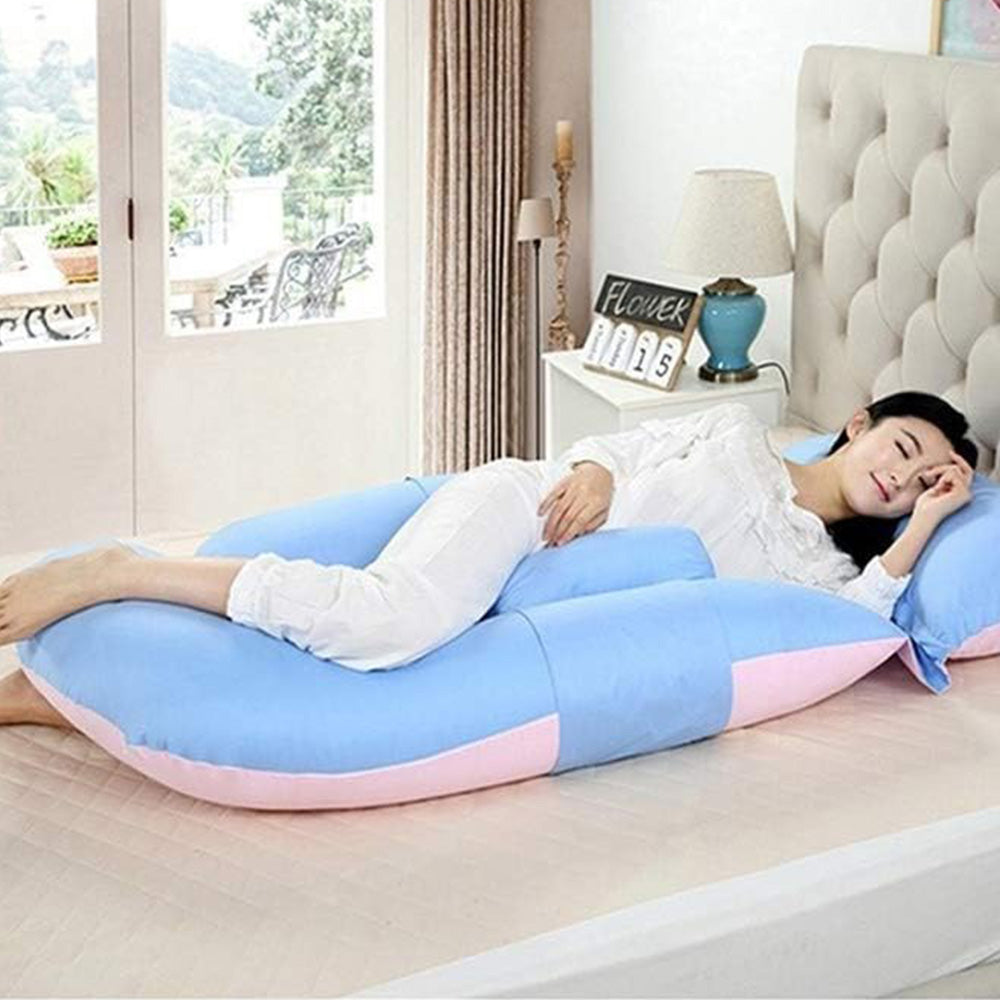 G-shape Pregnancy Pillows for Sleeping Full Body Maternity Support Pillow for Back Legs Belly HIPS Blue and Pink