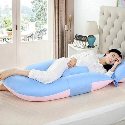 G-shape Pregnancy Pillows for Sleeping Full Body Maternity Support Pillow for Back Legs Belly HIPS Blue and Pink