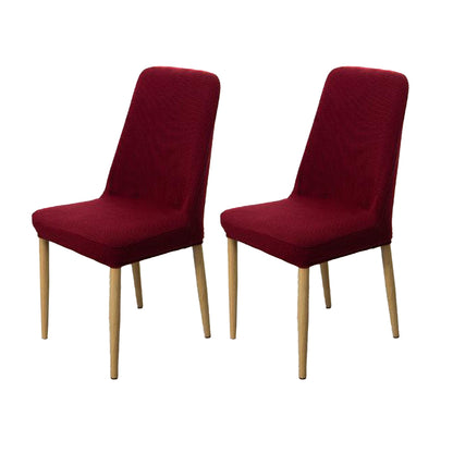 2Pcs Stretch Textured Check Dining Chair Covers Removable Chair Seat Protector Slipcovers -Red