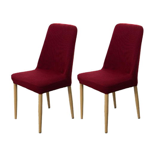 2Pcs Stretch Textured Check Dining Chair Covers Removable Chair Seat Protector Slipcovers -Red