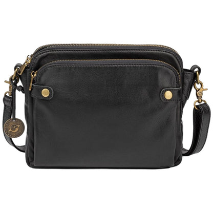 Women PU Leather Crossbody Bag Multifunctional Three Layer Purse Shoulder Bag Tote Black