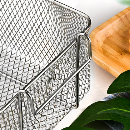 Stainless Steel Deep Fryer Basket with Removable Handle - Rhombus