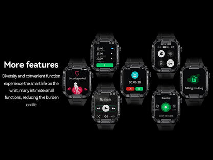 Smart Watch Touch Screen Sports for Men Heart Rate Monitor-Black
