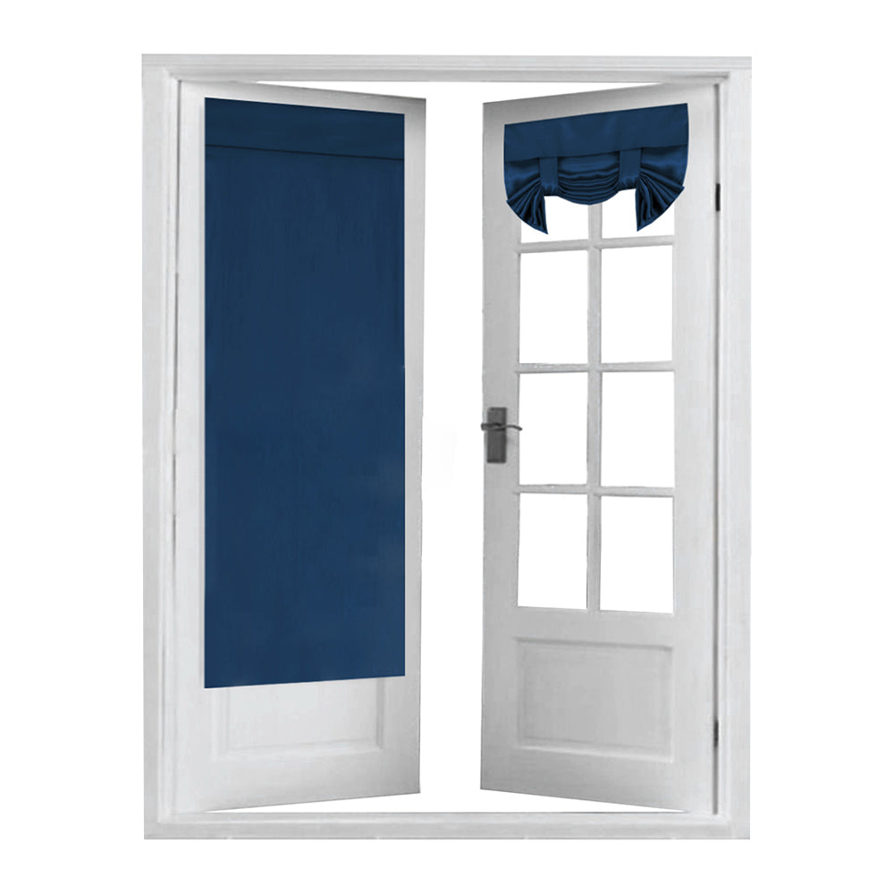 2 Panels Door Curtains Self-Adhesive Blackout Window Door Curtain Privacy Thermal Insulated Curtain Navy