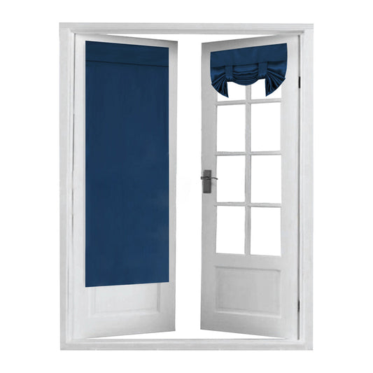 2 Panels Door Curtains Self-Adhesive Blackout Window Door Curtain Privacy Thermal Insulated Curtain Navy