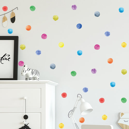 Watercolor Polka Dots Wall Sticker Colorful Wave Dot Wall Decor