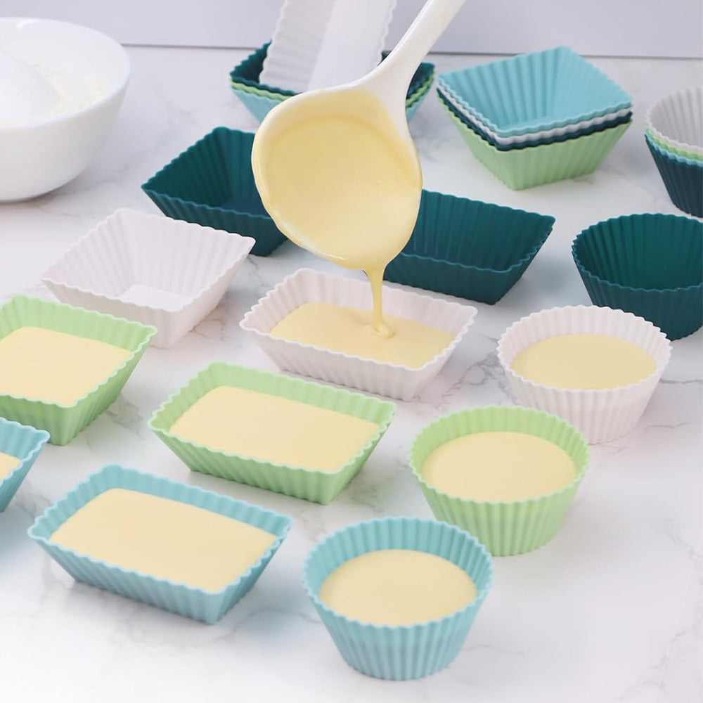 24-Pack Silicone Cupcake Baking Cups ââ‚?Mixed Colors & 3 Shapes