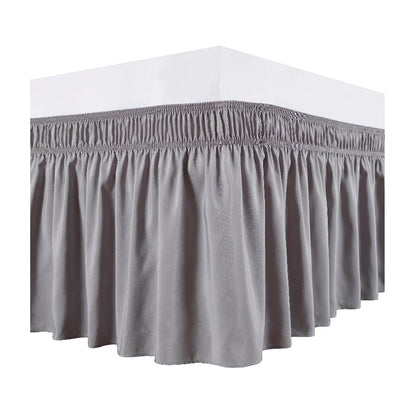 Wrap Around Bed Skirts Dust Ruffles Bed Skirt with Adjustable Elastic Belt Grey